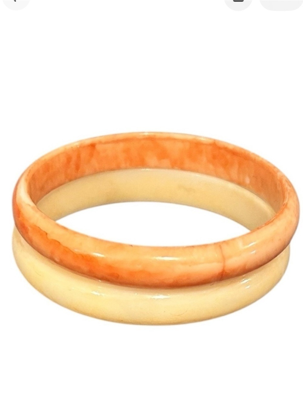 2 Vintage Lucite Bangle Bracelets Orange Cream Swirl VGC
